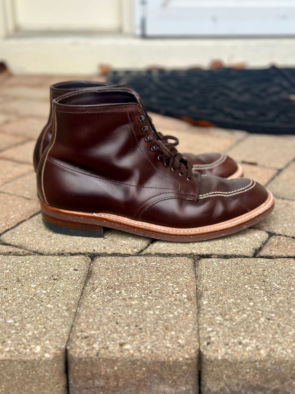 Photo by Wes on January 3, 2024 of the Alden Indy Boot in Horween Brown Chromexcel.