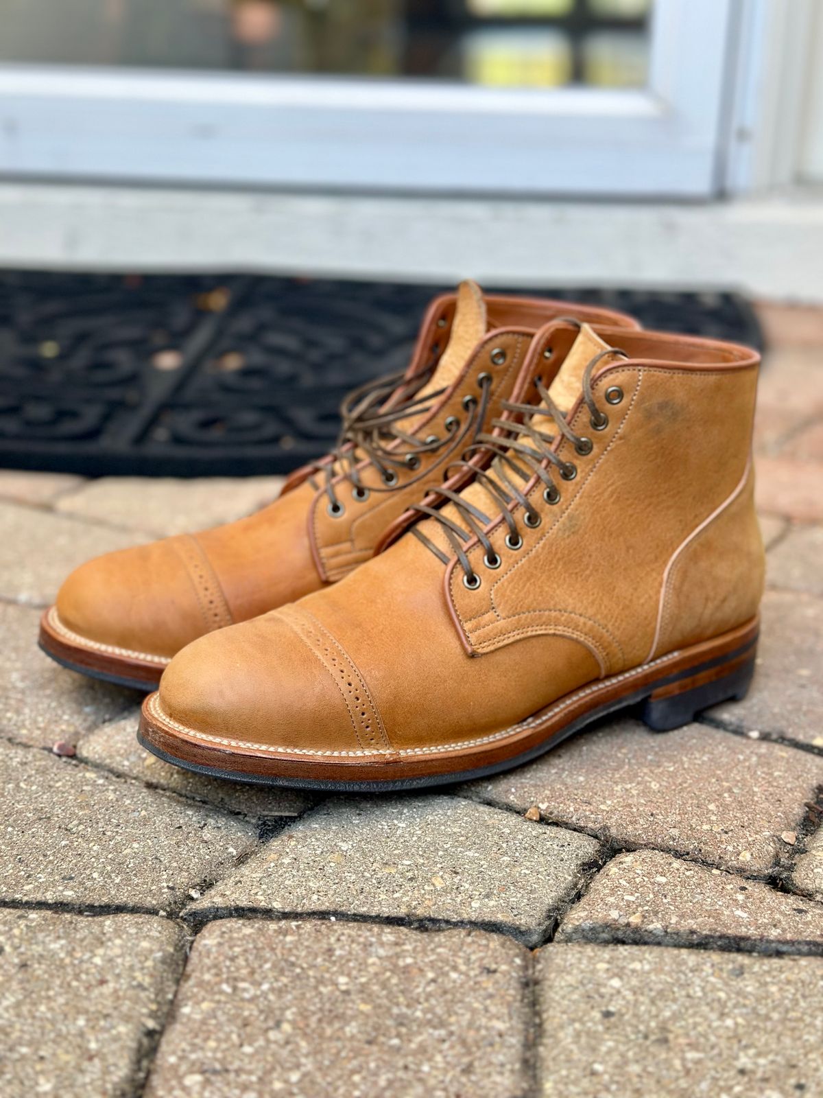 Photo by Wes on October 1, 2024 of the Viberg Service Boot in Shinki Natural Shrunken Horsebutt.