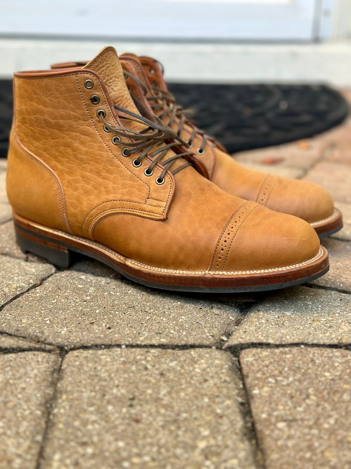 Photo by Wes on October 1, 2024 of the Viberg Service Boot in Shinki Natural Shrunken Horsebutt.