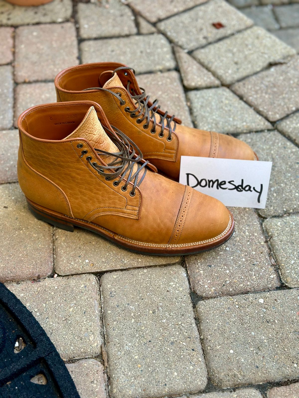 Photo by Wes on October 1, 2024 of the Viberg Service Boot in Shinki Natural Shrunken Horsebutt.