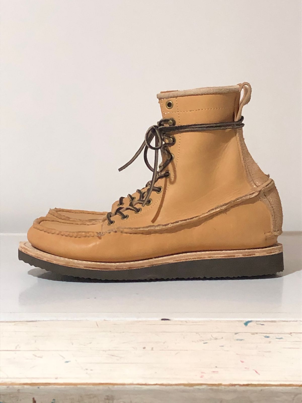 Photo by godspeed on November 9, 2023 of the Godspeed Work Moccasin in Horween Natural Essex.