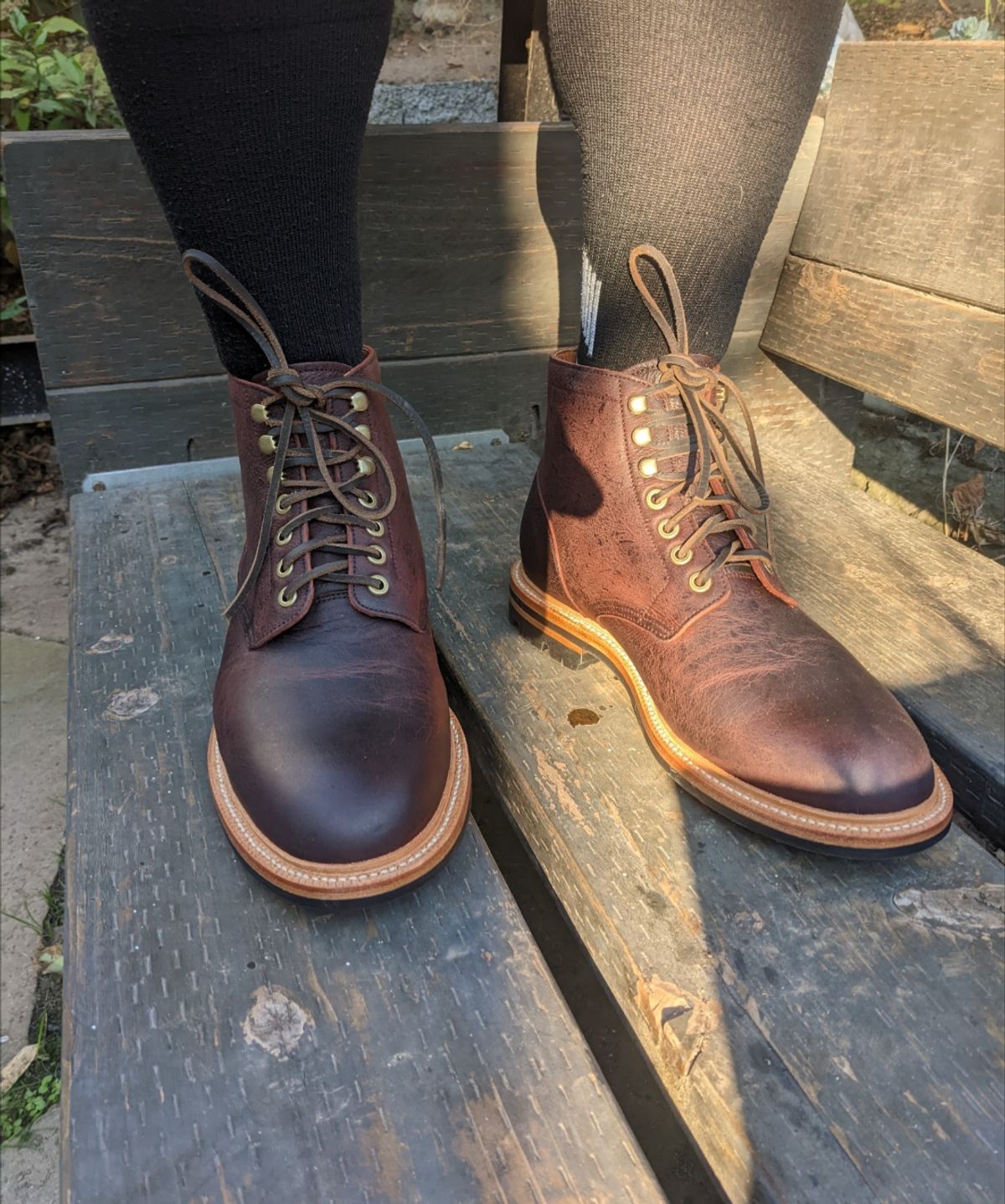 Photo by pumas88888888 on October 1, 2022 of the Grant Stone Diesel Boot in C.F. Stead Dark Burgundy Classic Kudu.