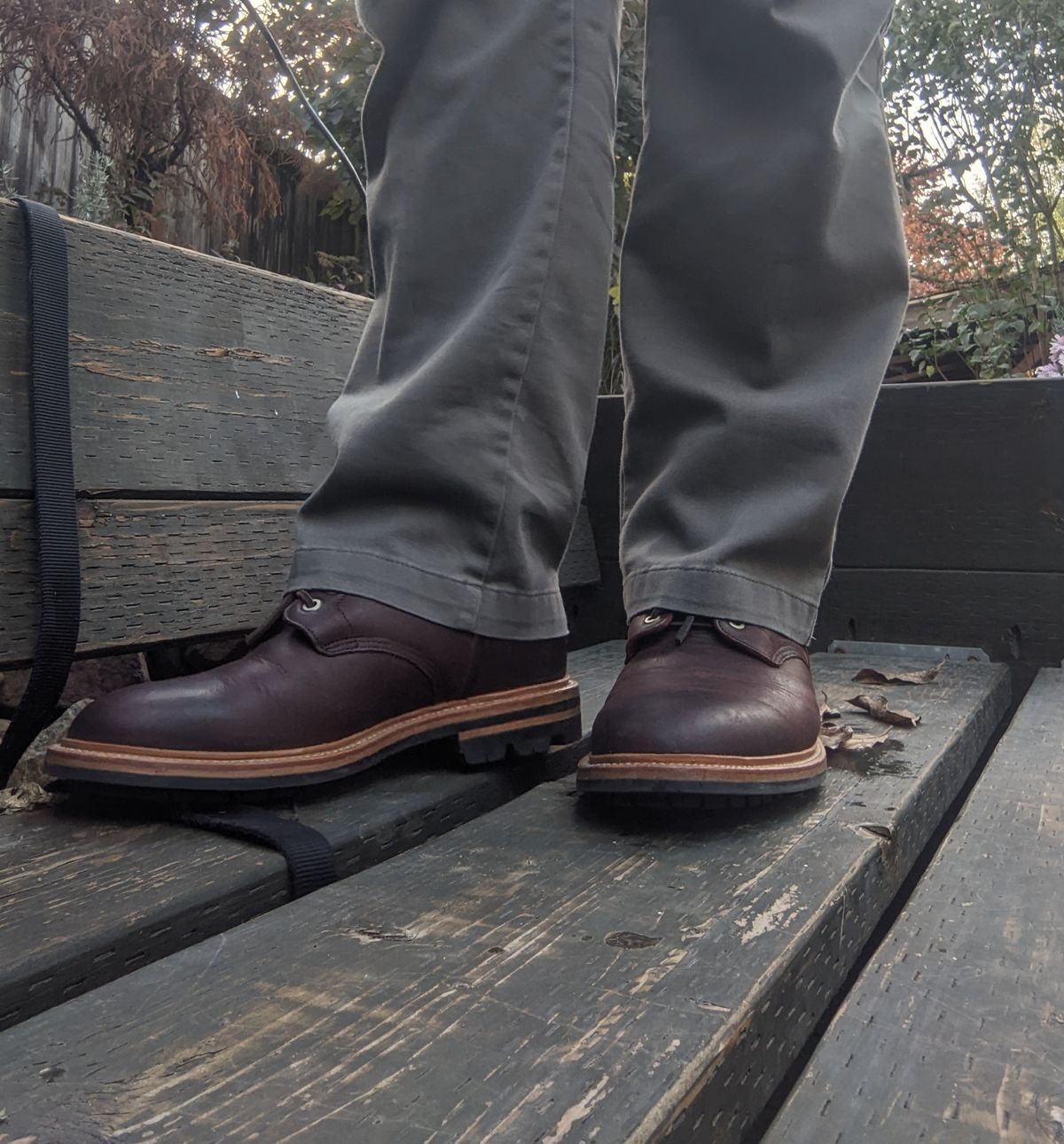 Photo by pumas88888888 on November 2, 2022 of the Grant Stone Diesel Boot in C.F. Stead Dark Burgundy Classic Kudu.