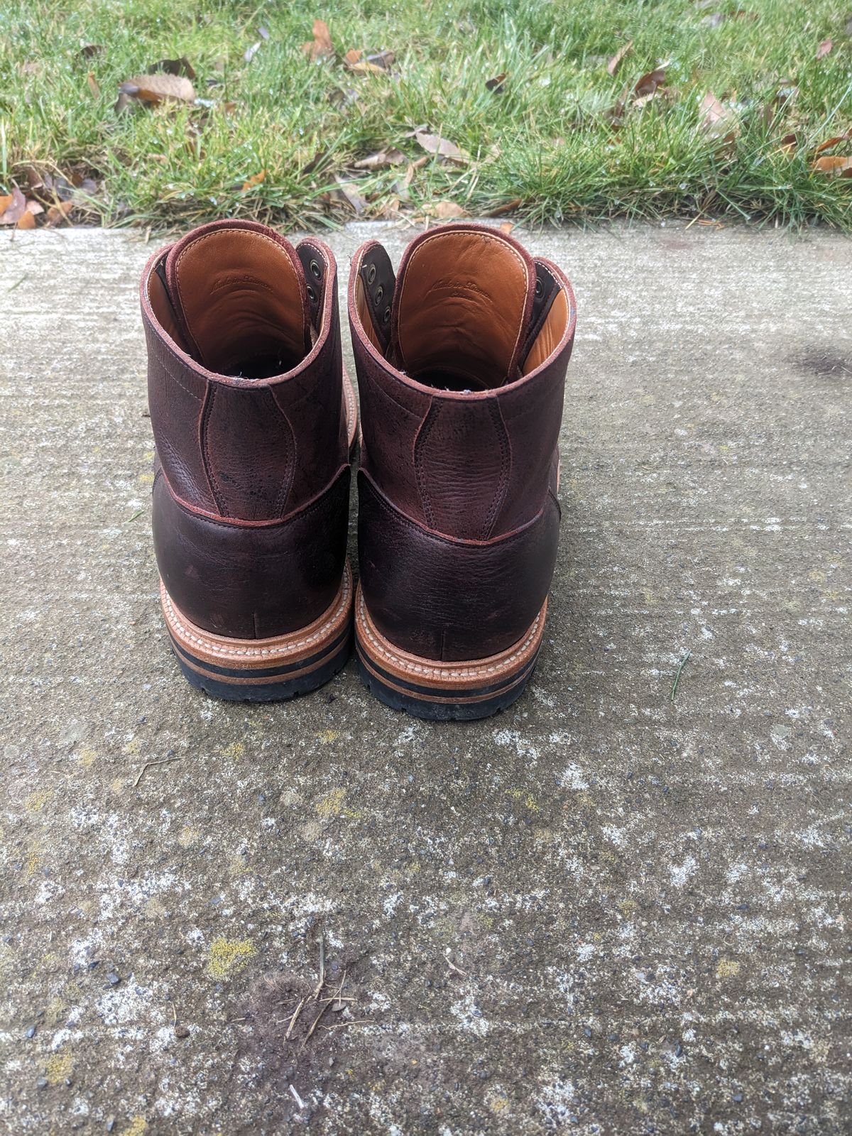 Photo by pumas88888888 on January 4, 2023 of the Grant Stone Diesel Boot in C.F. Stead Dark Burgundy Classic Kudu.