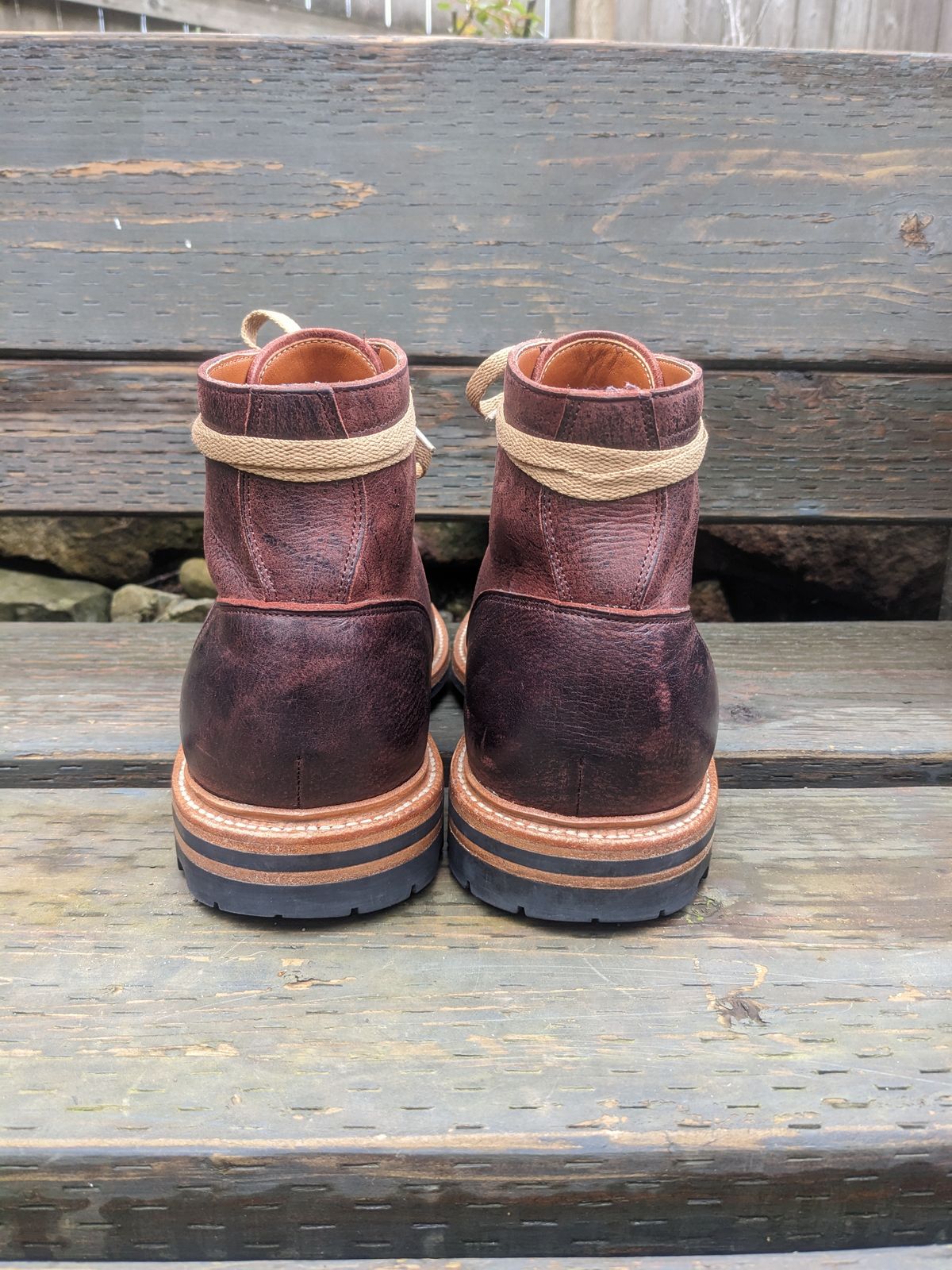 Photo by pumas88888888 on April 2, 2023 of the Grant Stone Diesel Boot in C.F. Stead Dark Burgundy Classic Kudu.
