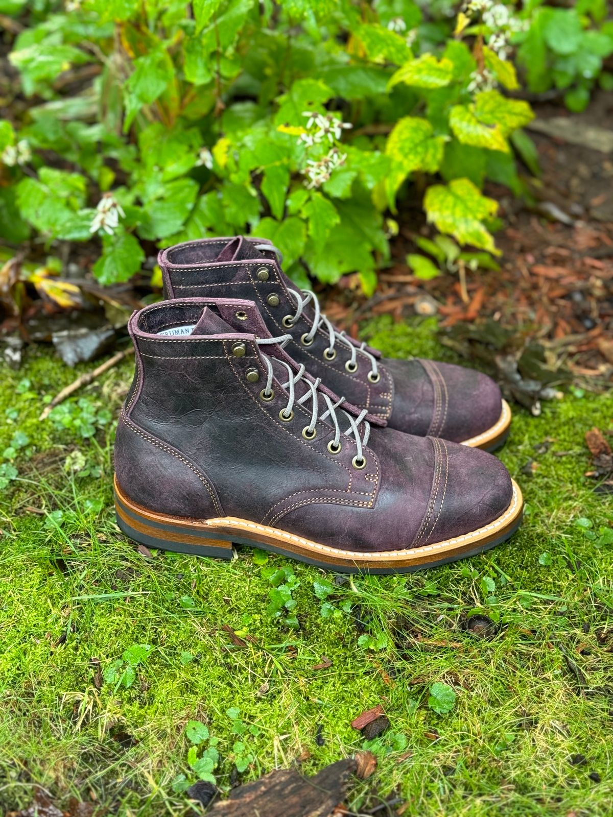 Photo by thewampus on October 1, 2023 of the Truman Service Boot in C.F. Stead Black Burgundy Rambler.