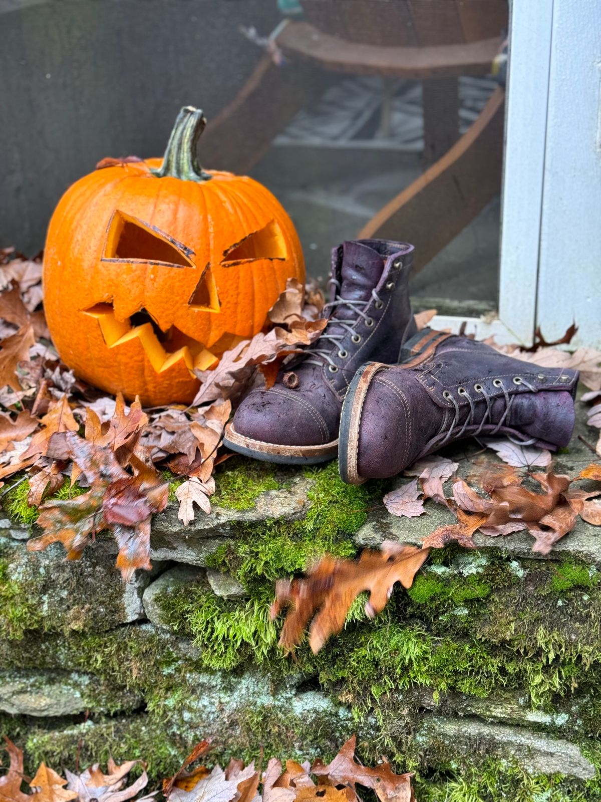 Photo by thewampus on November 1, 2023 of the Truman Service Boot in C.F. Stead Black Burgundy Rambler.