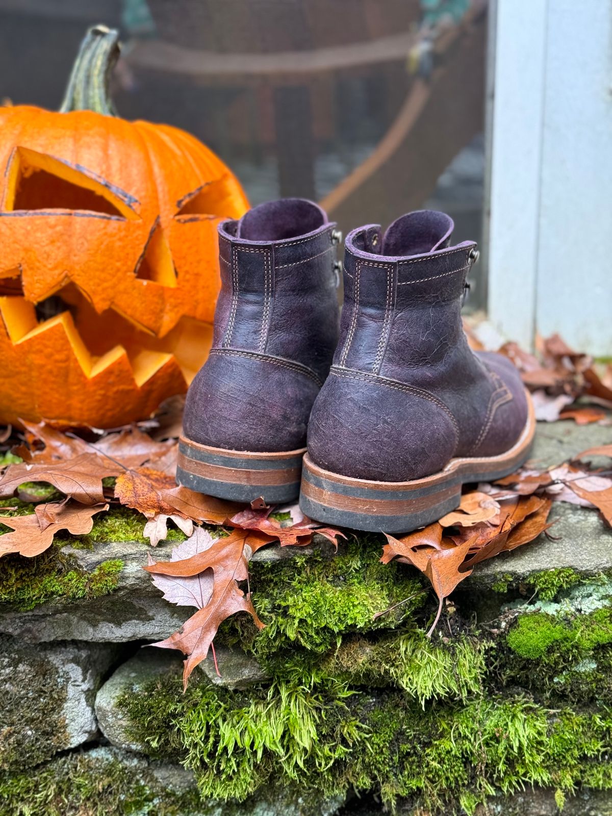 Photo by thewampus on November 1, 2023 of the Truman Service Boot in C.F. Stead Black Burgundy Rambler.