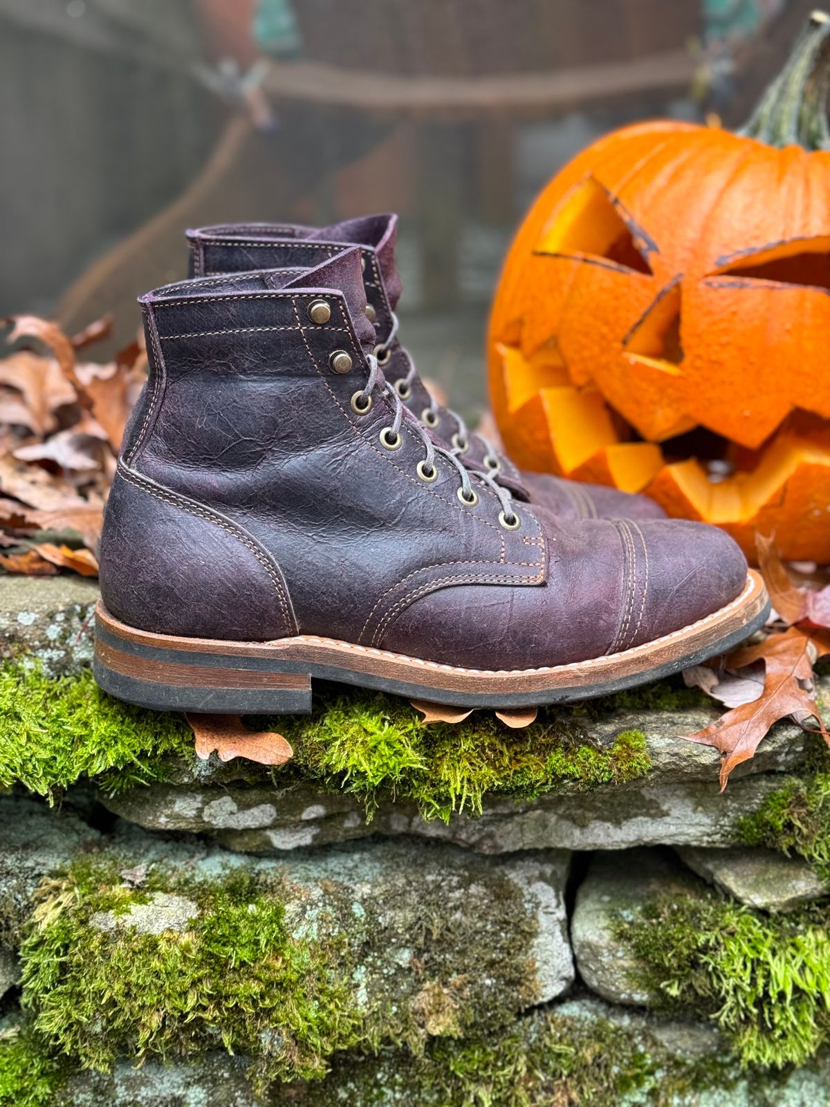 Photo by thewampus on November 1, 2023 of the Truman Service Boot in C.F. Stead Black Burgundy Rambler.