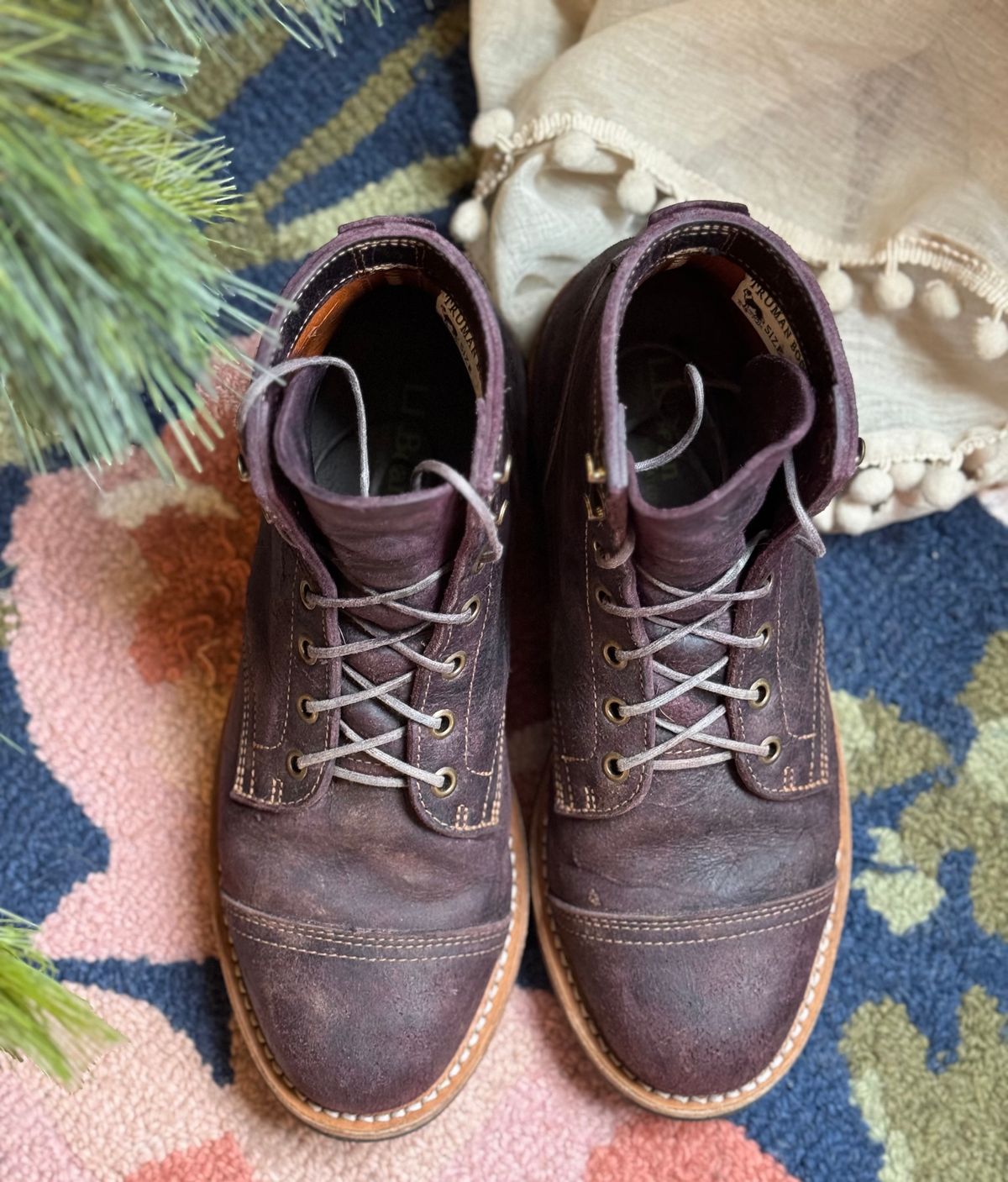 Photo by thewampus on December 1, 2023 of the Truman Service Boot in C.F. Stead Black Burgundy Rambler.
