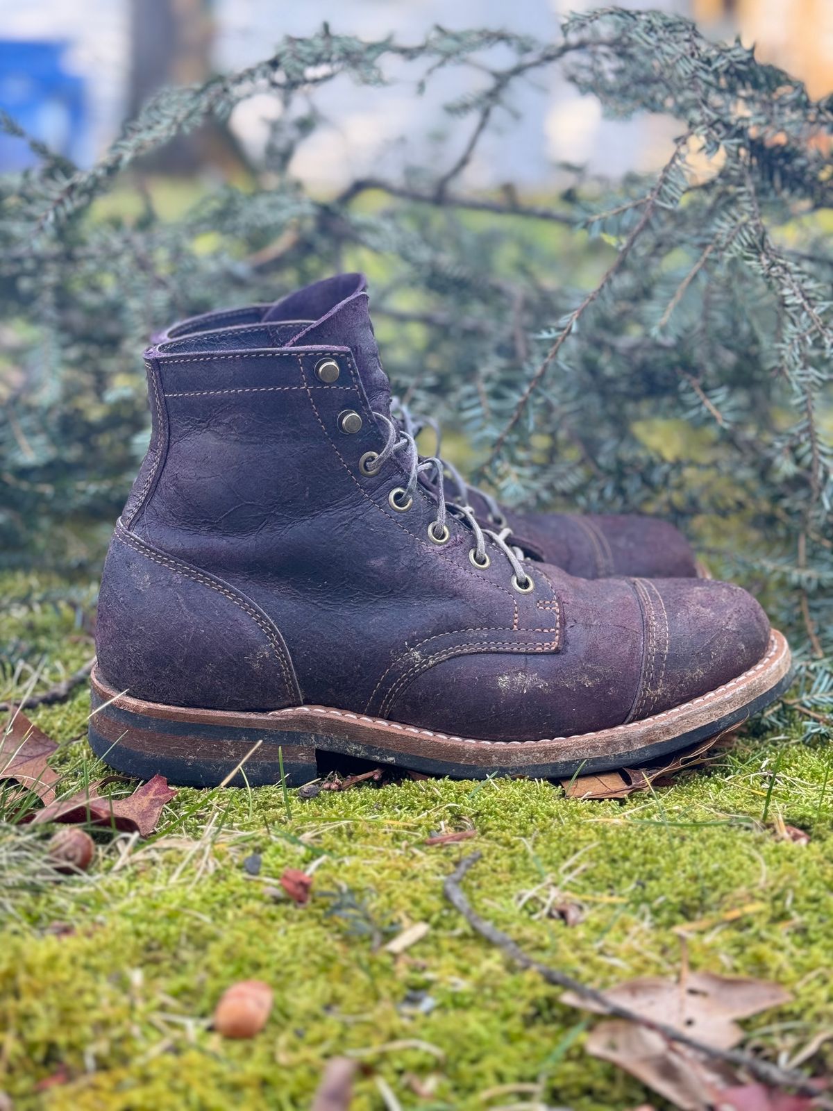 Photo by thewampus on January 1, 2024 of the Truman Service Boot in C.F. Stead Black Burgundy Rambler.