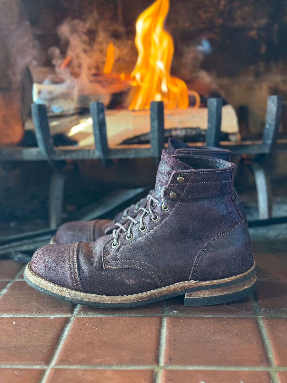 Photo by thewampus on February 3, 2024 of the Truman Service Boot in C.F. Stead Black Burgundy Rambler.