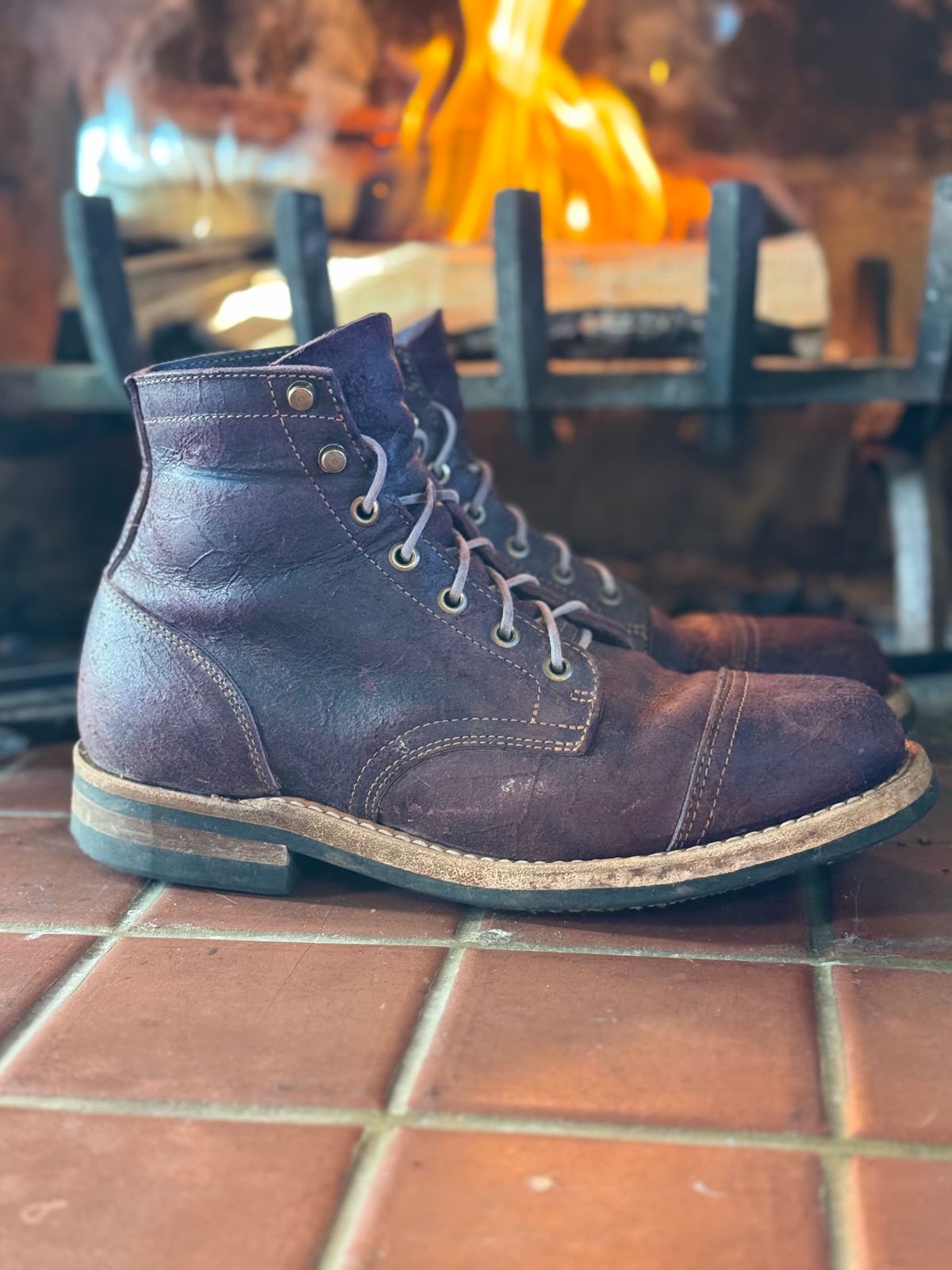 Photo by thewampus on February 3, 2024 of the Truman Service Boot in C.F. Stead Black Burgundy Rambler.