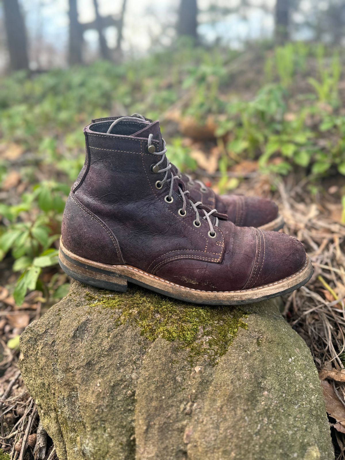 Photo by thewampus on April 1, 2024 of the Truman Service Boot in C.F. Stead Black Burgundy Rambler.