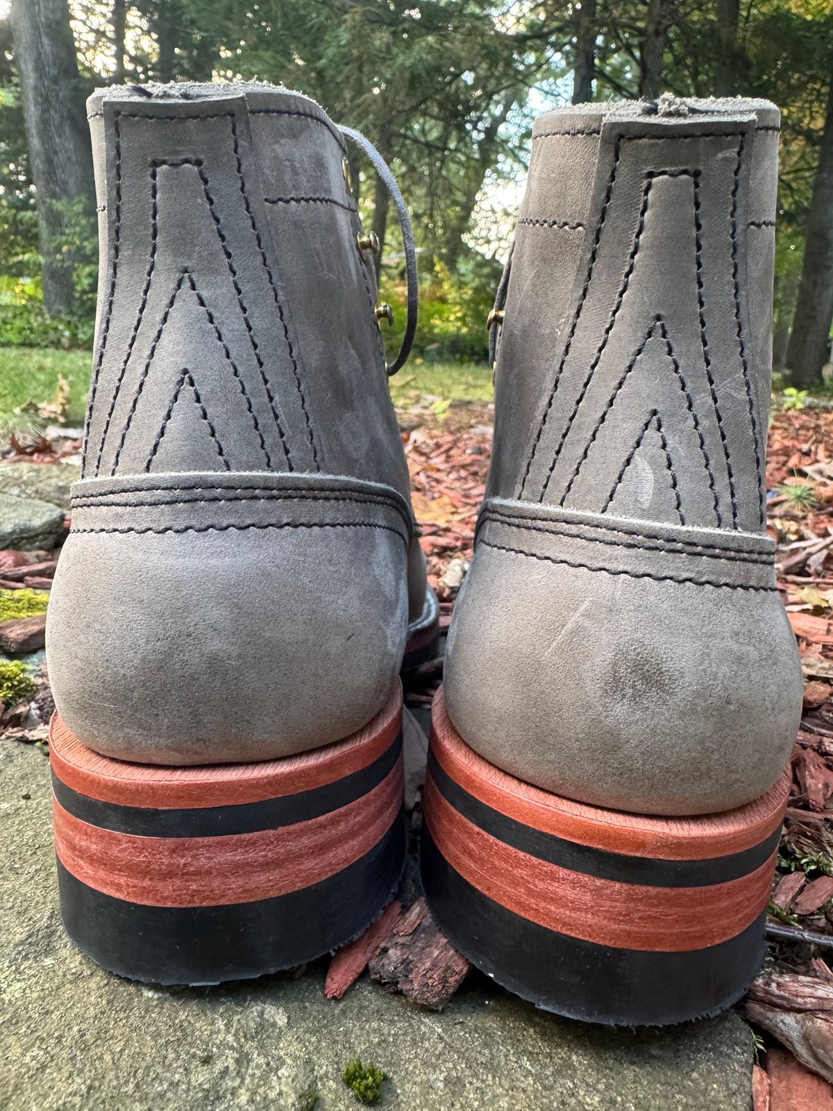 Photo by thewampus on October 1, 2024 of the Nicks MTO in Horween Steel Predator.
