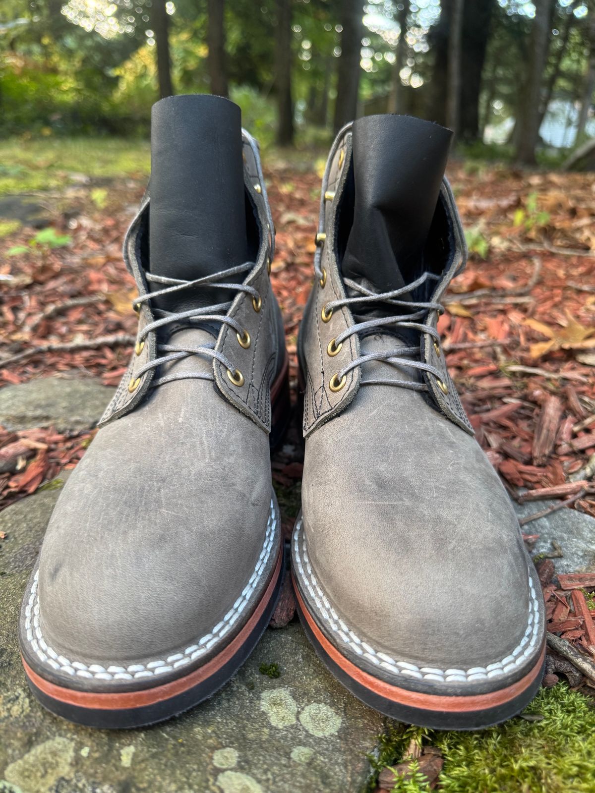 Photo by thewampus on October 1, 2024 of the Nicks MTO in Horween Steel Predator.