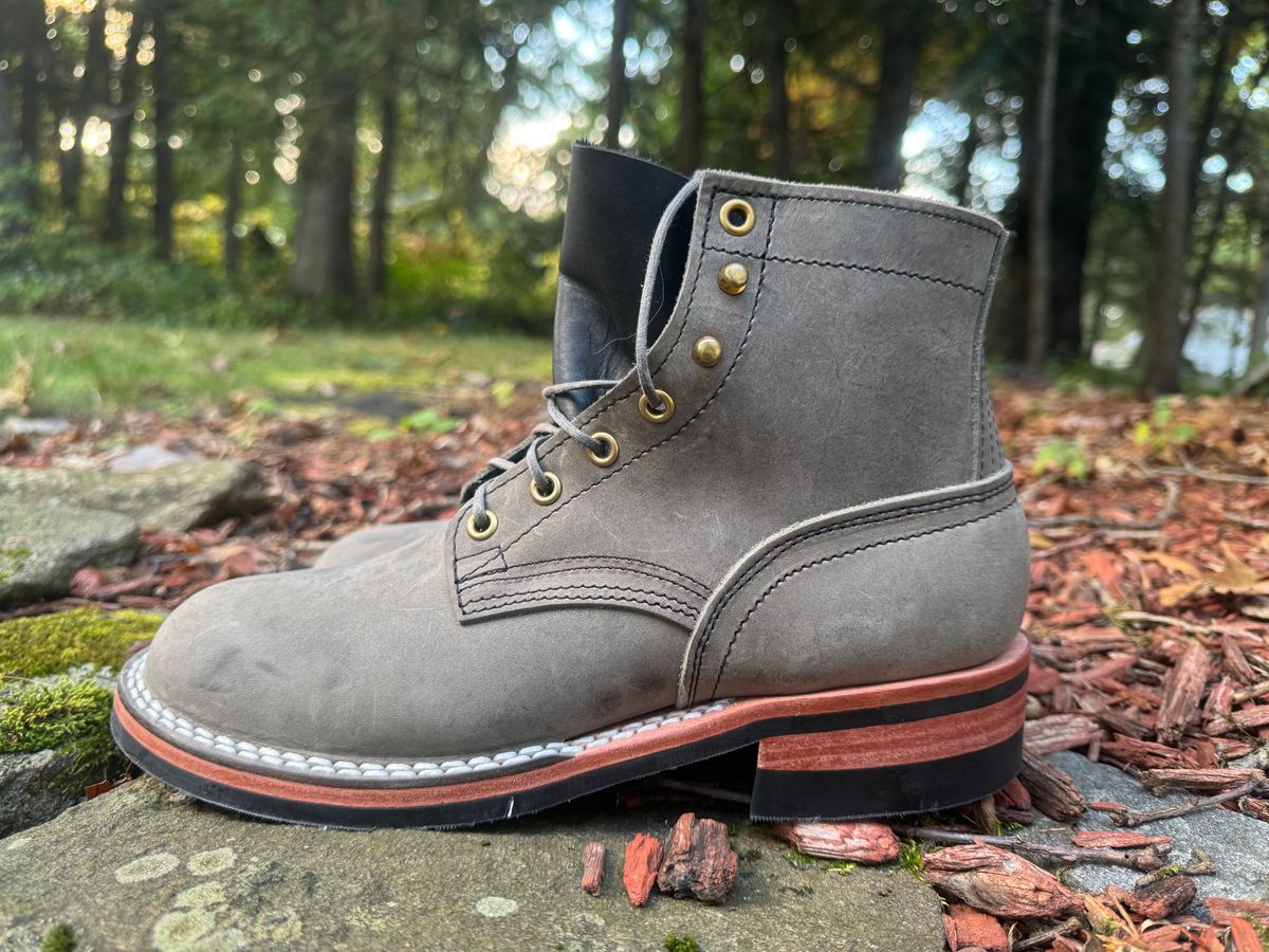 Photo by thewampus on October 1, 2024 of the Nicks MTO in Horween Steel Predator.