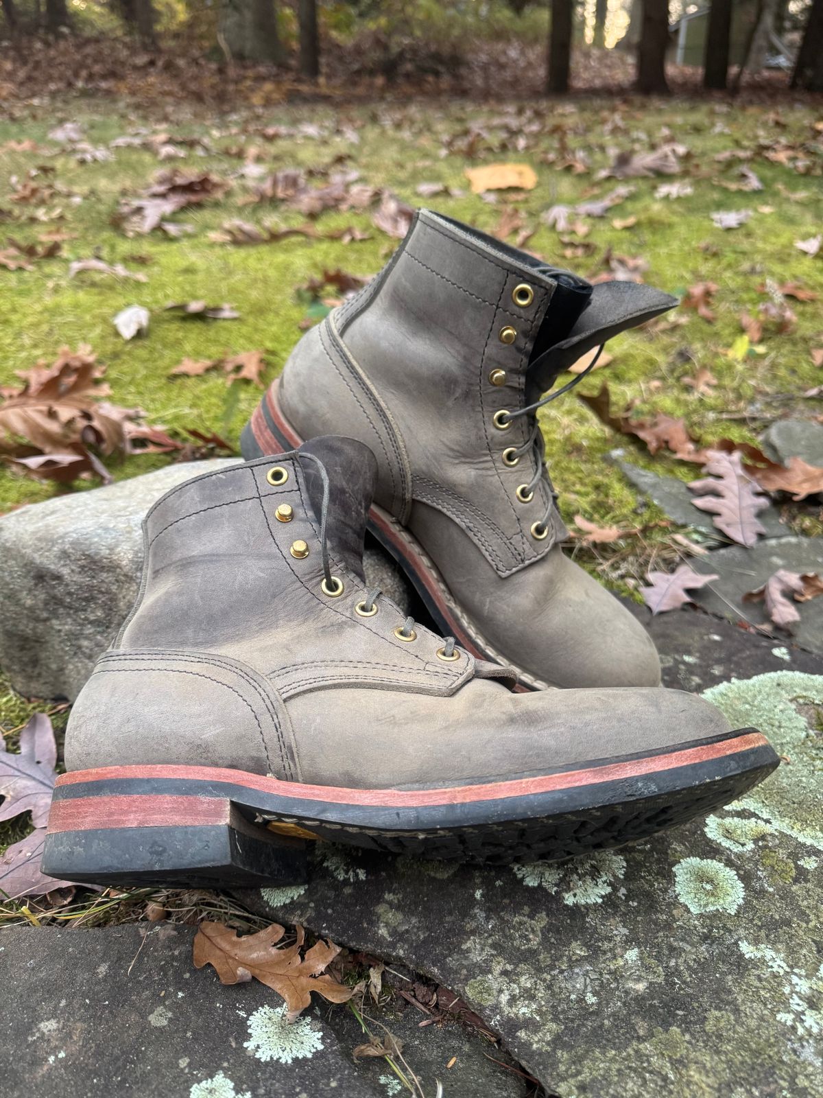 Photo by thewampus on November 1, 2024 of the Nicks MTO in Horween Steel Predator.