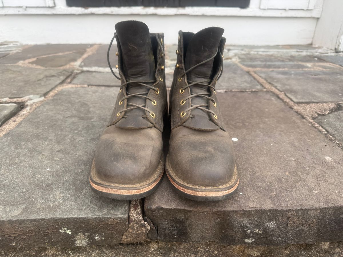 Photo by thewampus on December 1, 2024 of the Nicks MTO in Horween Steel Predator.
