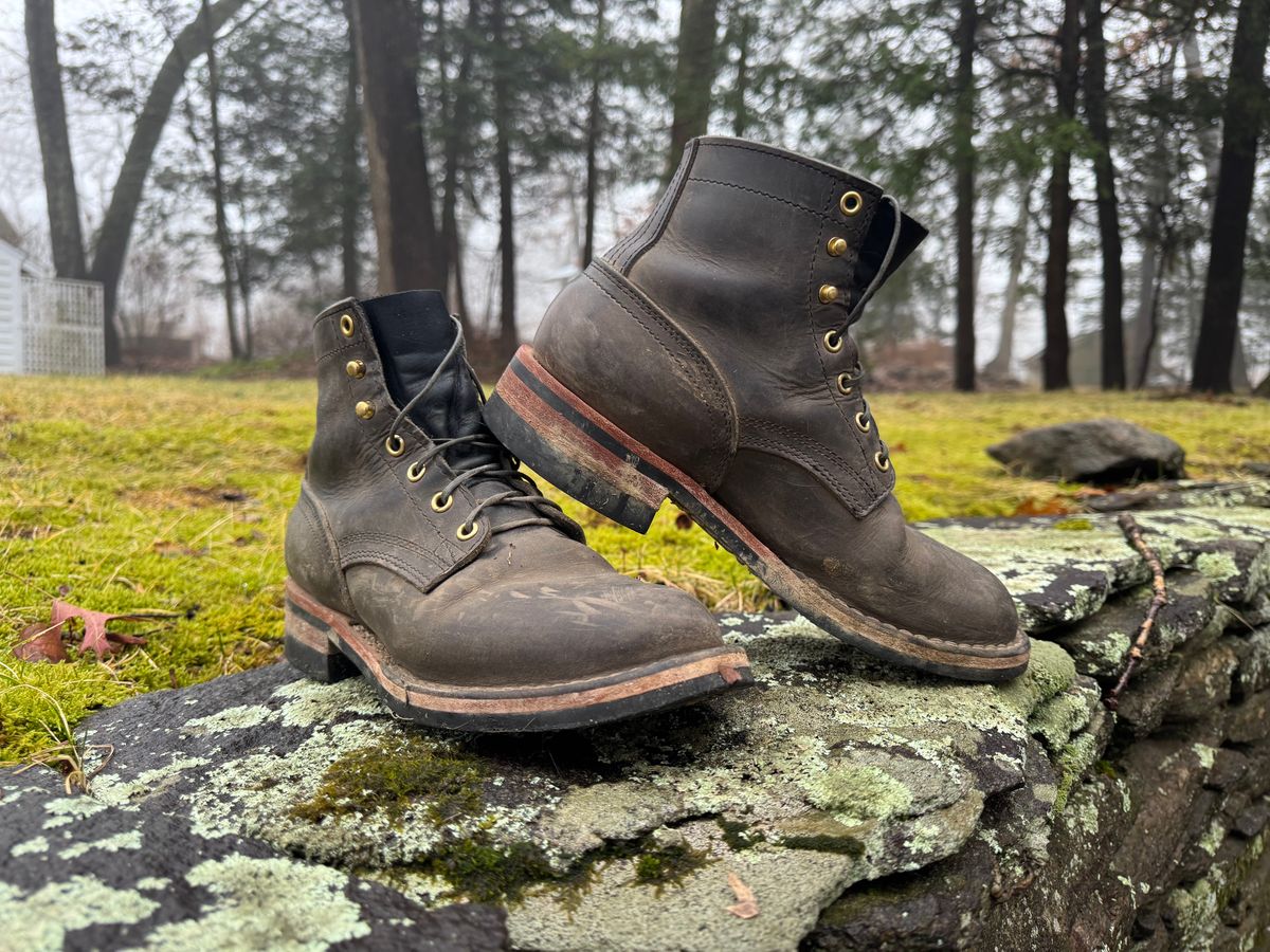 Photo by thewampus on January 1, 2025 of the Nicks MTO in Horween Steel Predator.