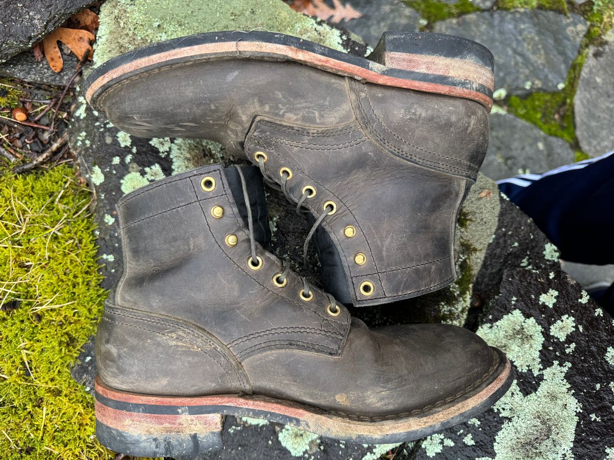 Photo by thewampus on January 1, 2025 of the Nicks MTO in Horween Steel Predator.