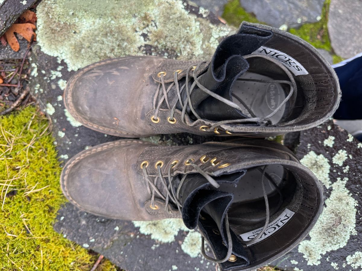 Photo by thewampus on January 1, 2025 of the Nicks MTO in Horween Steel Predator.