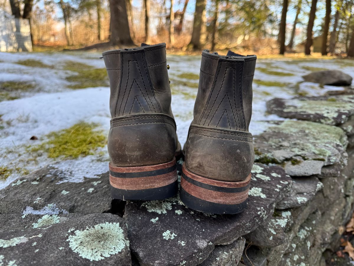 Photo by thewampus on February 1, 2025 of the Nicks MTO in Horween Steel Predator.