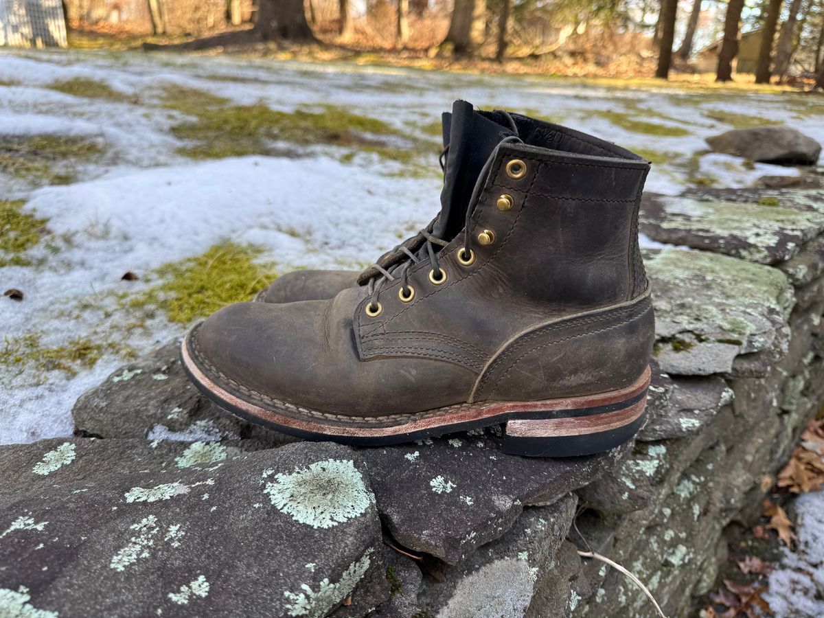 Photo by thewampus on February 1, 2025 of the Nicks MTO in Horween Steel Predator.