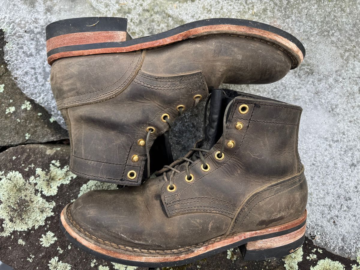 Photo by thewampus on March 1, 2025 of the Nicks MTO in Horween Steel Predator.