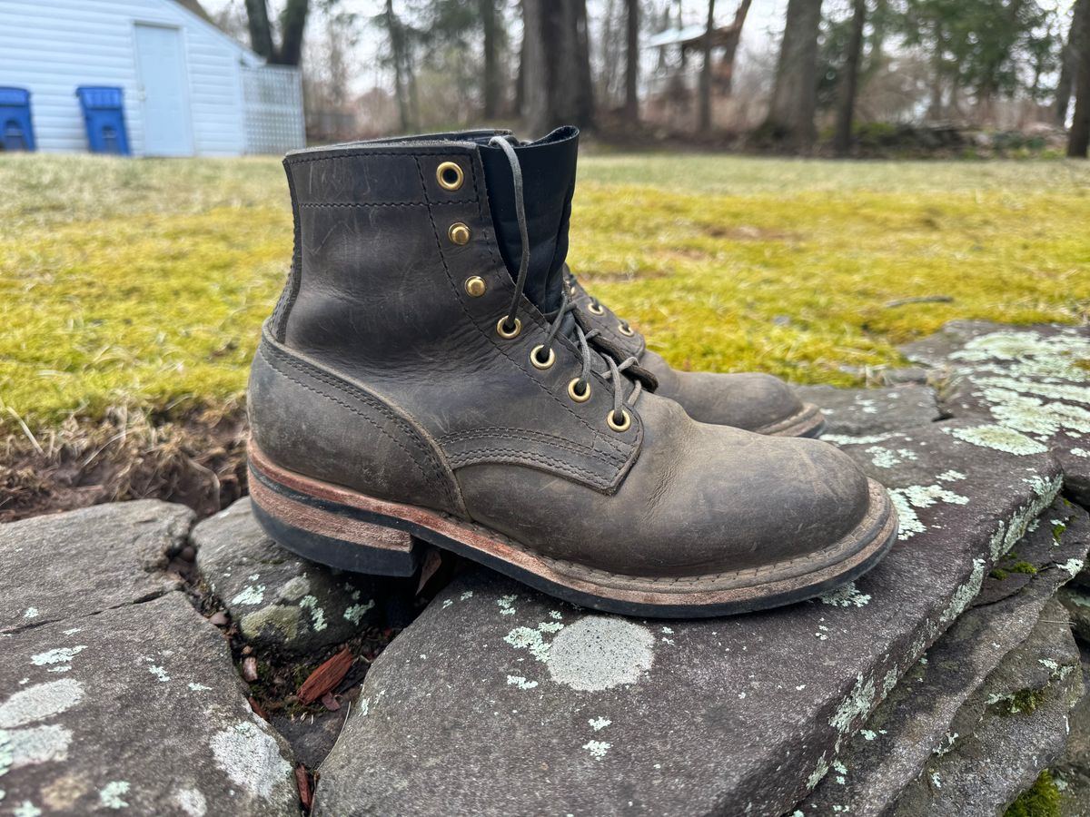 Photo by thewampus on April 1, 2025 of the Nicks MTO in Horween Steel Predator.