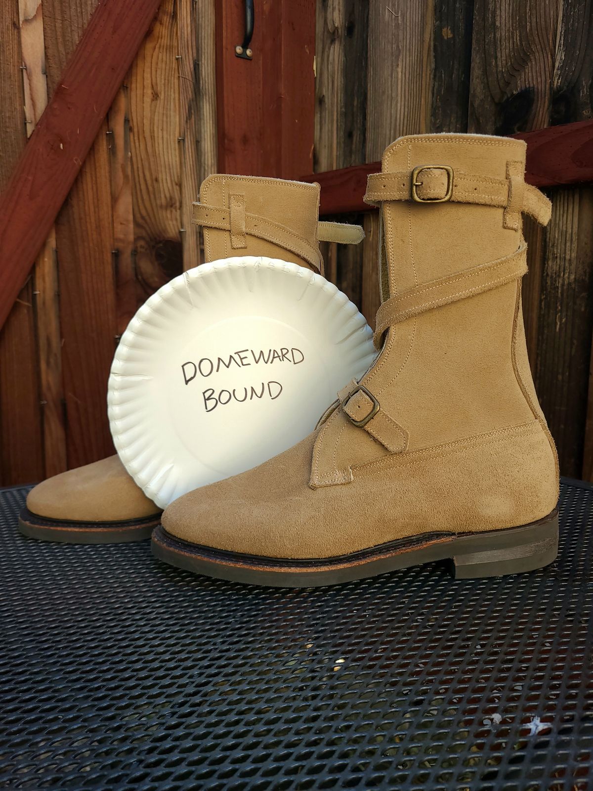 Photo by TheSlickBastard on October 1, 2023 of the Dehner Tank Boot (Strap) in Tan Calfskin.