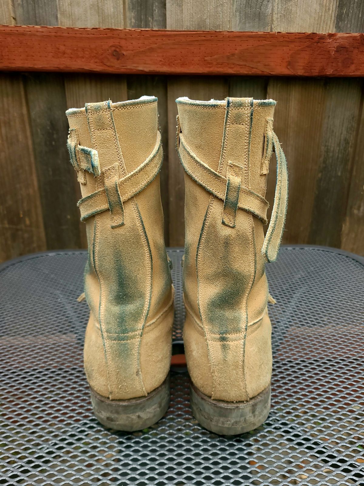 Photo by TheSlickBastard on December 1, 2023 of the Dehner Tank Boot (Strap) in Tan Calfskin.