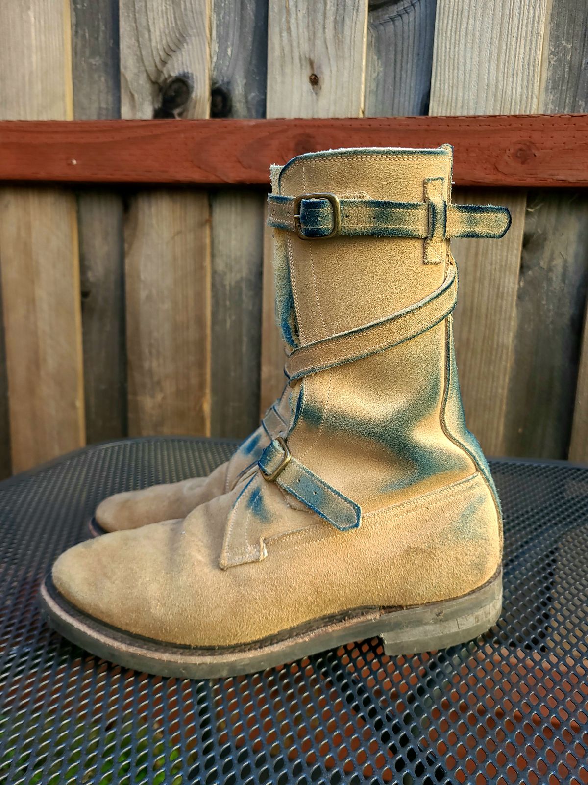 Photo by TheSlickBastard on January 1, 2024 of the Dehner Tank Boot (Strap) in Tan Calfskin.