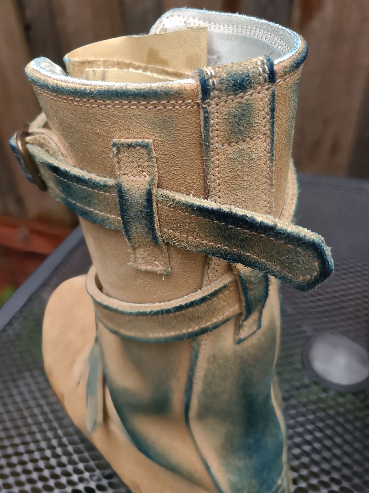 Photo by TheSlickBastard on March 2, 2024 of the Dehner Tank Boot (Strap) in Tan Calfskin.