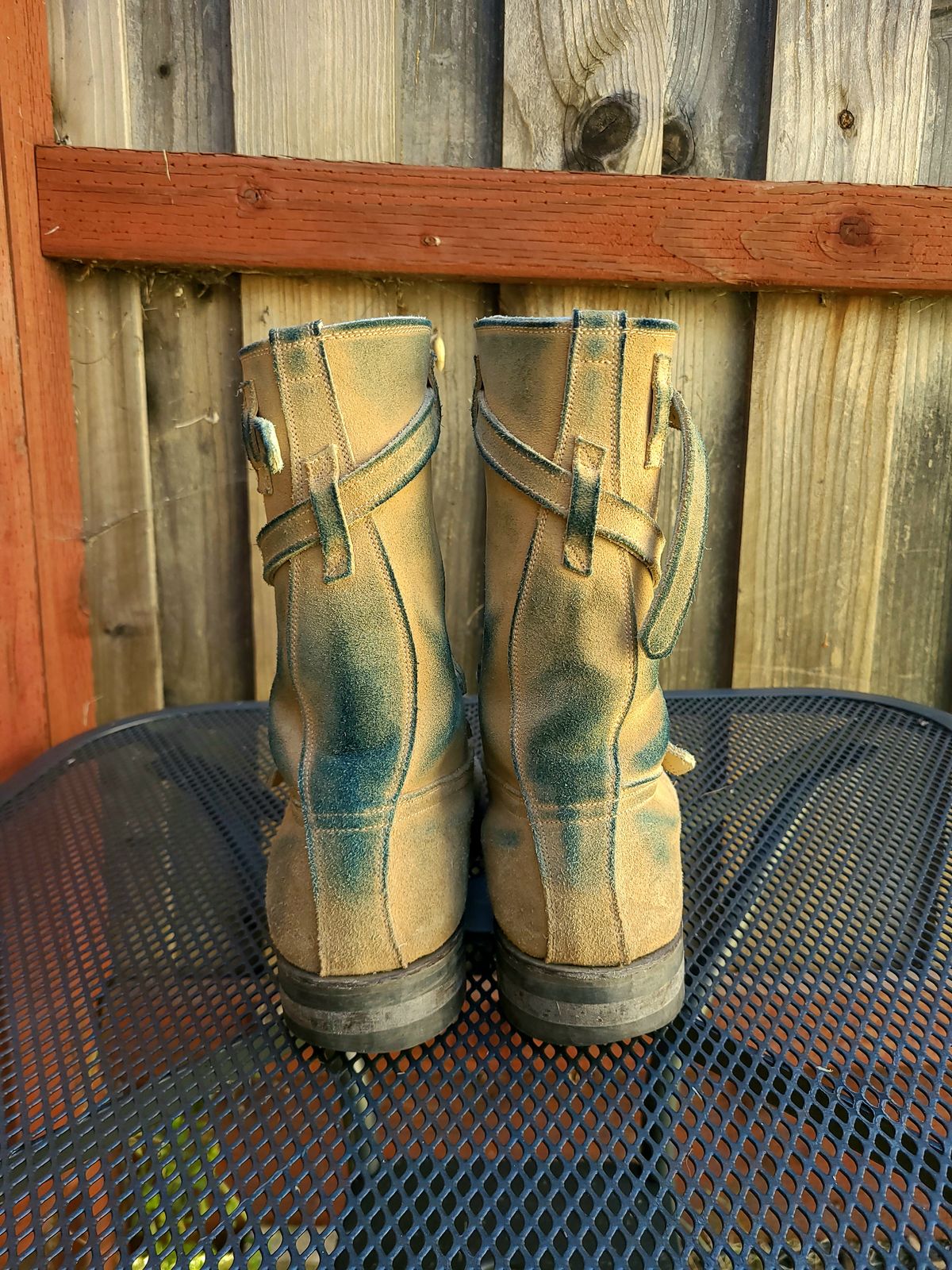 Photo by TheSlickBastard on April 1, 2024 of the Dehner Tank Boot (Strap) in Tan Calfskin.