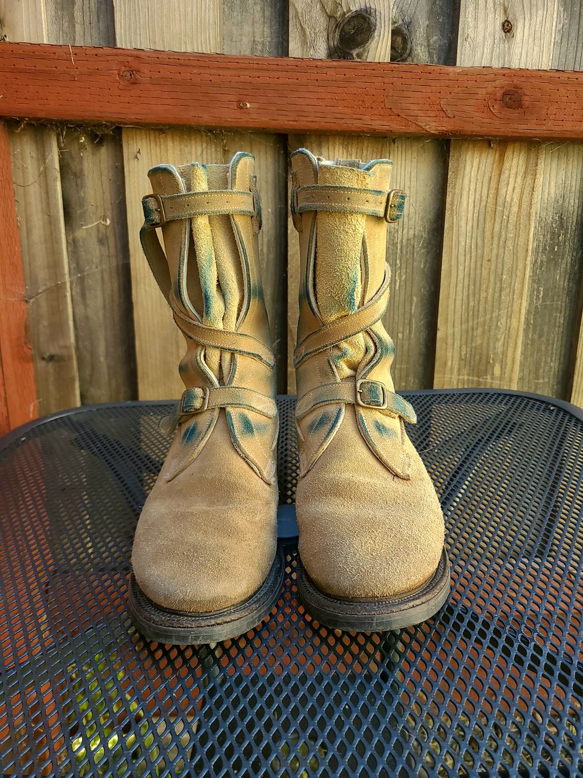 Photo by TheSlickBastard on April 1, 2024 of the Dehner Tank Boot (Strap) in Tan Calfskin.