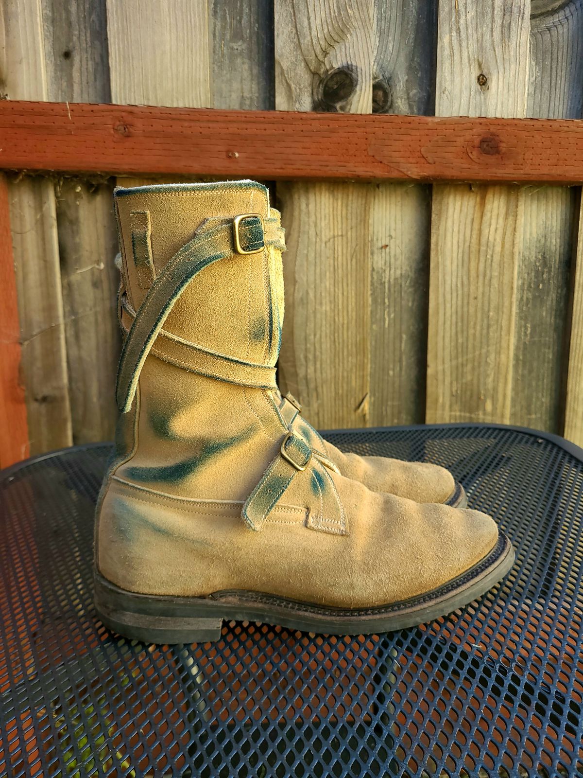 Photo by TheSlickBastard on April 1, 2024 of the Dehner Tank Boot (Strap) in Tan Calfskin.