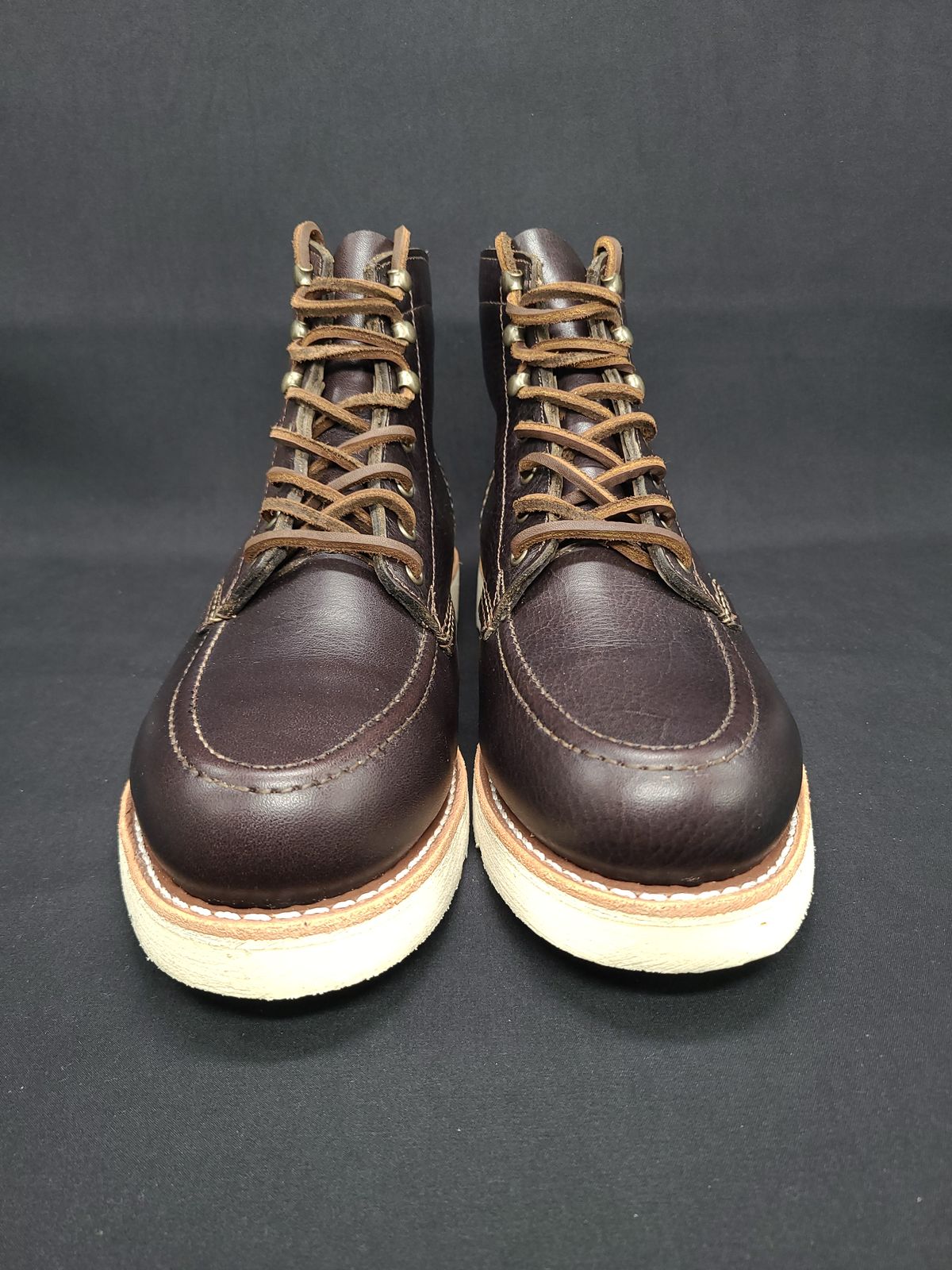 Photo by TheSlickBastard on October 2, 2022 of the Wolverine 1000 Mile Moc-Toe Boot in Horween Arabica Lux Calfskin.