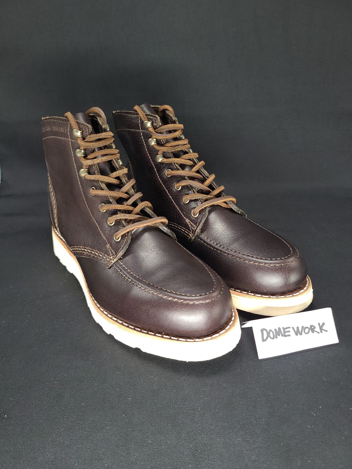 Photo by TheSlickBastard on October 2, 2022 of the Wolverine 1000 Mile Moc-Toe Boot in Horween Arabica Lux Calfskin.