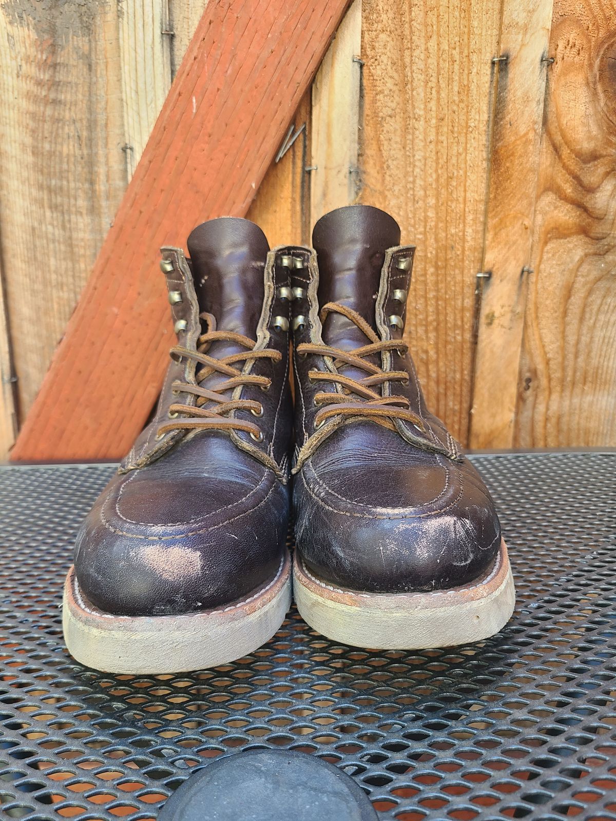 Photo by TheSlickBastard on November 3, 2022 of the Wolverine 1000 Mile Moc-Toe Boot in Horween Arabica Lux Calfskin.
