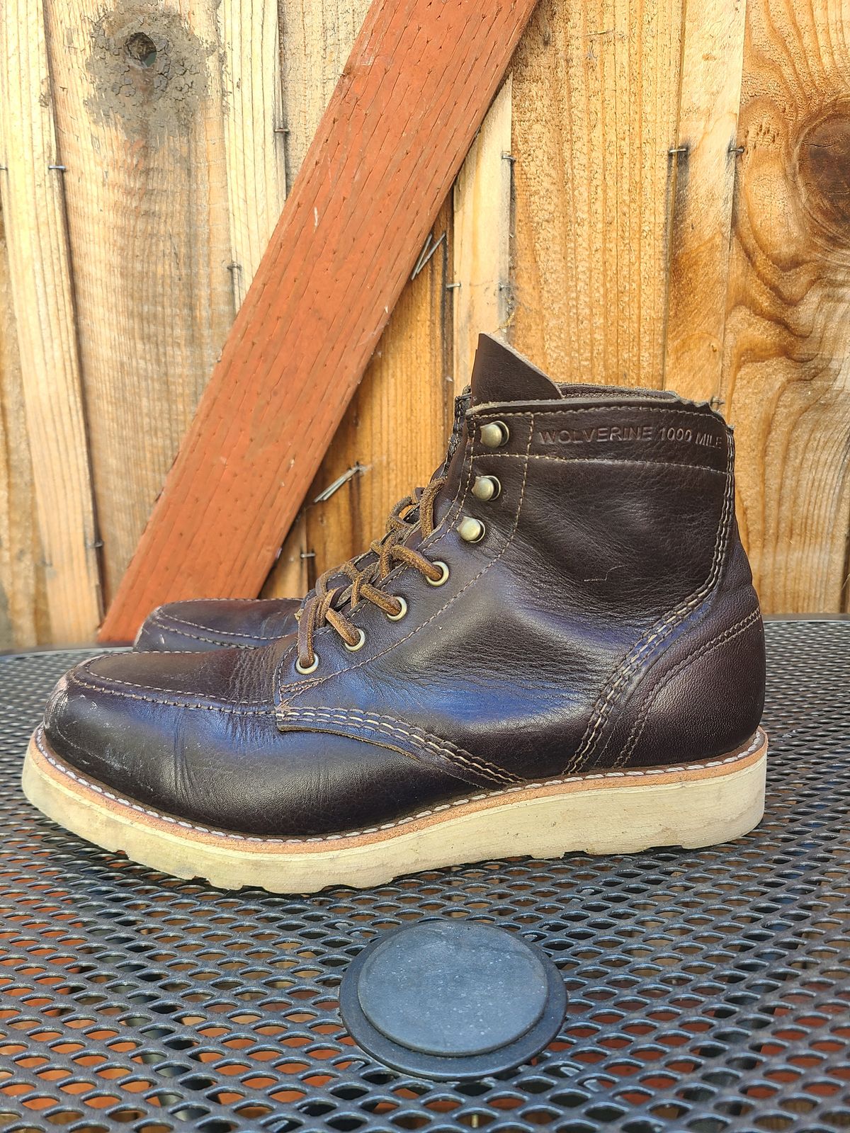 Photo by TheSlickBastard on November 3, 2022 of the Wolverine 1000 Mile Moc-Toe Boot in Horween Arabica Lux Calfskin.