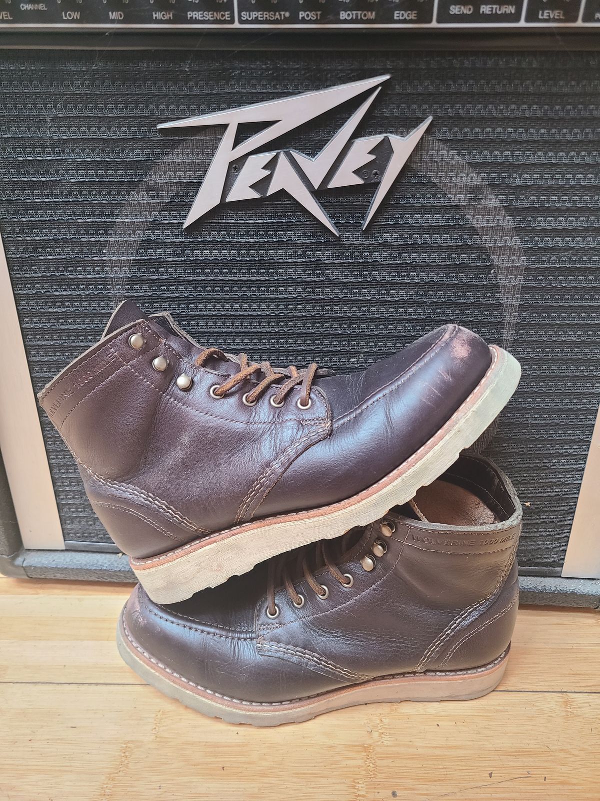 Photo by TheSlickBastard on December 1, 2022 of the Wolverine 1000 Mile Moc-Toe Boot in Horween Arabica Lux Calfskin.
