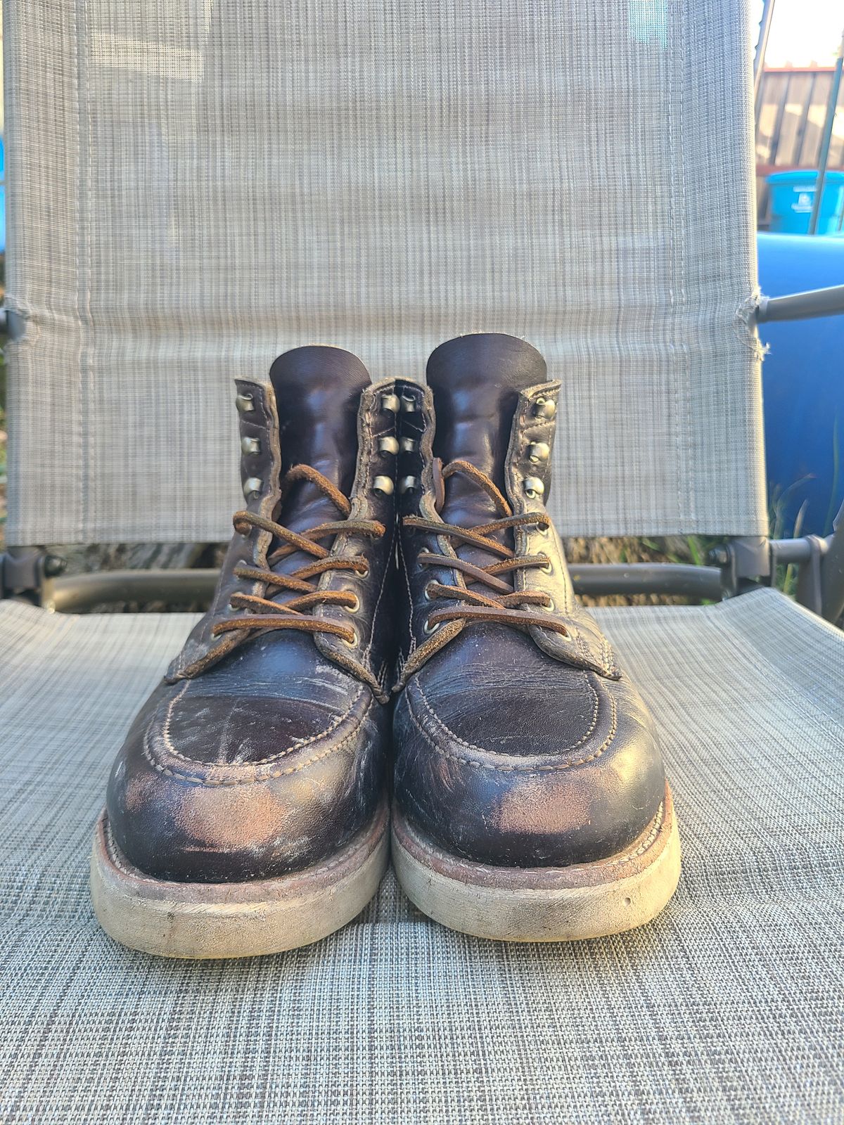 Photo by TheSlickBastard on January 1, 2023 of the Wolverine 1000 Mile Moc-Toe Boot in Horween Arabica Lux Calfskin.