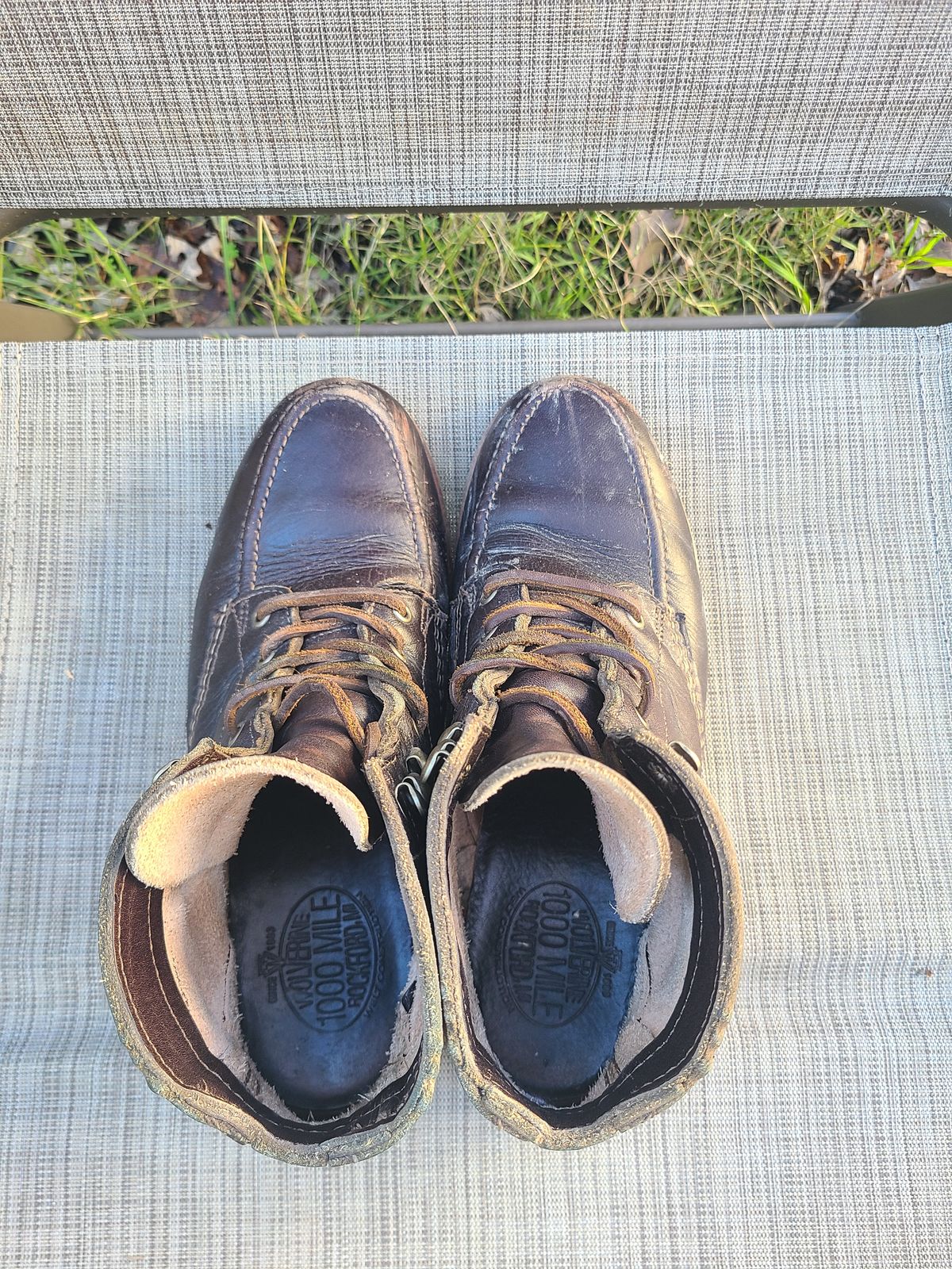Photo by TheSlickBastard on January 1, 2023 of the Wolverine 1000 Mile Moc-Toe Boot in Horween Arabica Lux Calfskin.