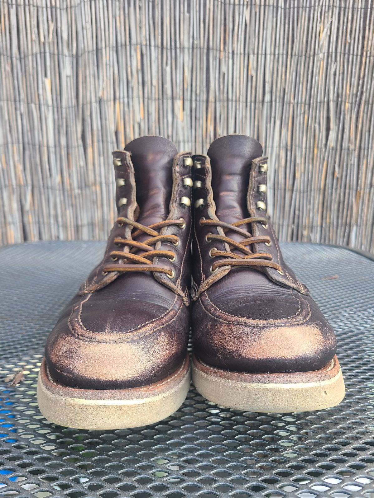 Photo by TheSlickBastard on February 1, 2023 of the Wolverine 1000 Mile Moc-Toe Boot in Horween Arabica Lux Calfskin.