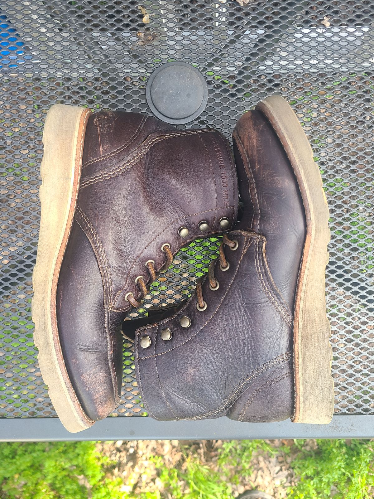 Photo by TheSlickBastard on February 1, 2023 of the Wolverine 1000 Mile Moc-Toe Boot in Horween Arabica Lux Calfskin.