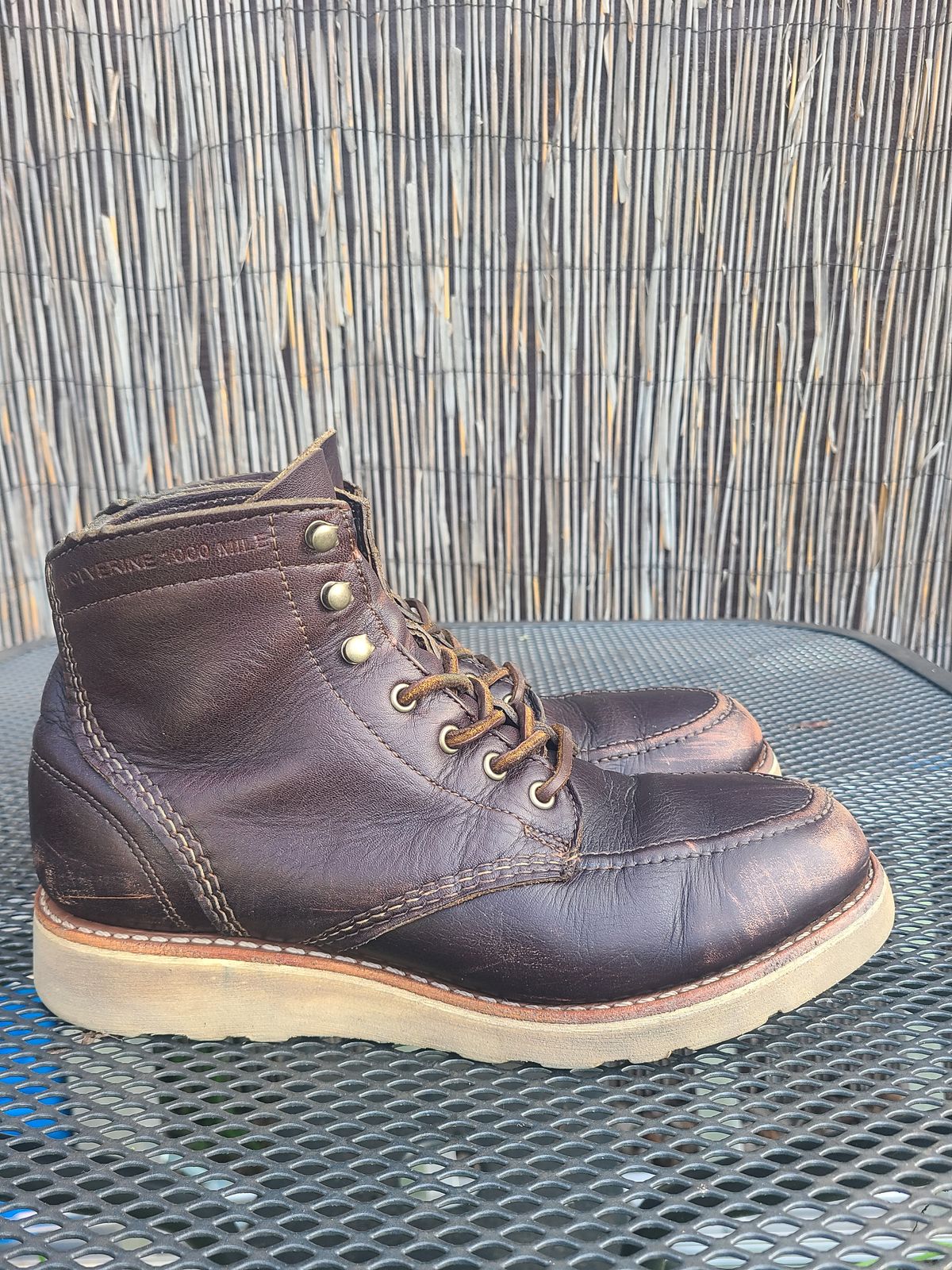 Photo by TheSlickBastard on February 1, 2023 of the Wolverine 1000 Mile Moc-Toe Boot in Horween Arabica Lux Calfskin.