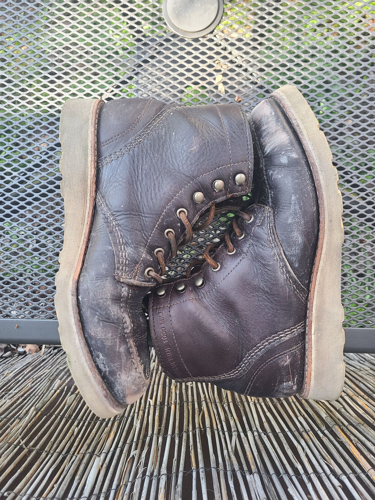 Photo by TheSlickBastard on March 1, 2023 of the Wolverine 1000 Mile Moc-Toe Boot in Horween Arabica Lux Calfskin.