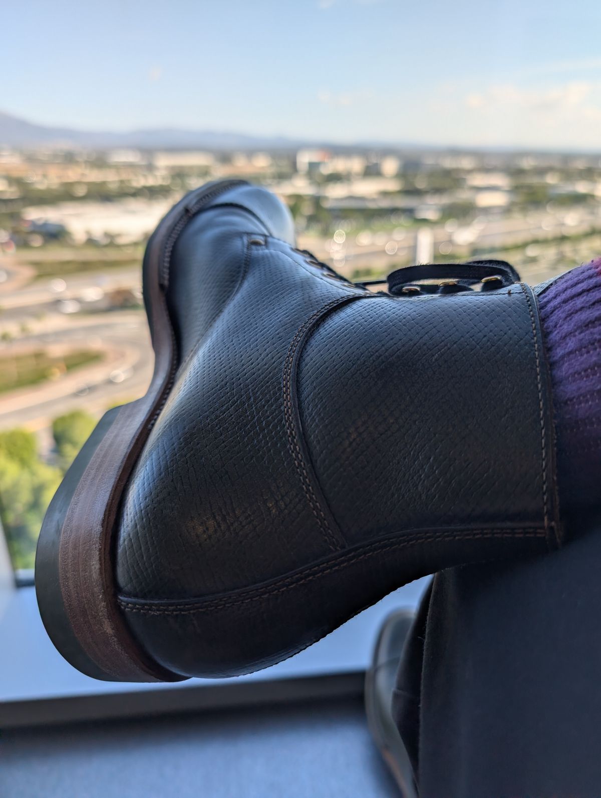 Photo by unofficiallegends on December 3, 2025 of the Iron Boots x Østmo Type 1 in Horween Pioneer Hatchgrain Green.