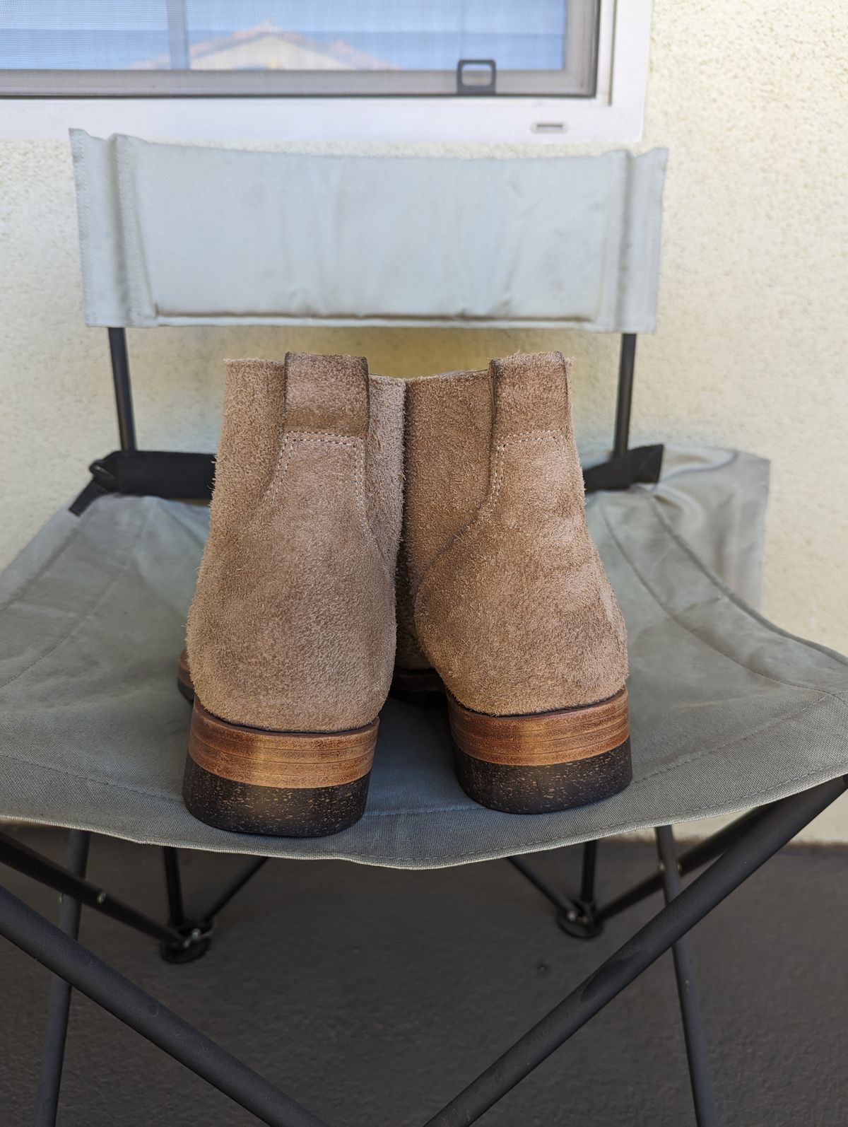 Photo by unofficiallegends on December 2, 2023 of the Jakkrabbits Officer Boots in Heritage Natural Vegetable Tanned Roughout.